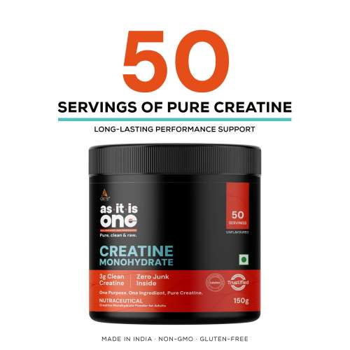 AS-IT-IS Nutrition: One Creatine Monohydrate - 150g I Pure & Micronized I Rapid Absorption,  Supports Enhanced Muscle Strength, Stamina & Muscle Growth I Unflavoured