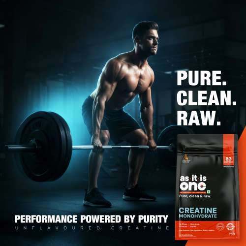 AS-IT-IS Nutrition: One Creatine Monohydrate - 250g Unflavoured I Pure & Micronized I Rapid Absorption,  Supports Enhanced Muscle Strength, Stamina & Muscle Growth