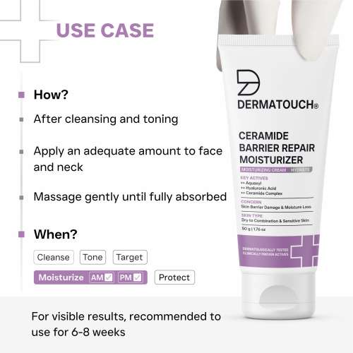 Dermatouch: Ceramide Barrier Repair Moisturizer | Deep Hydration & Barrier Support | Helps Reduce Moisture Loss | 50gm
