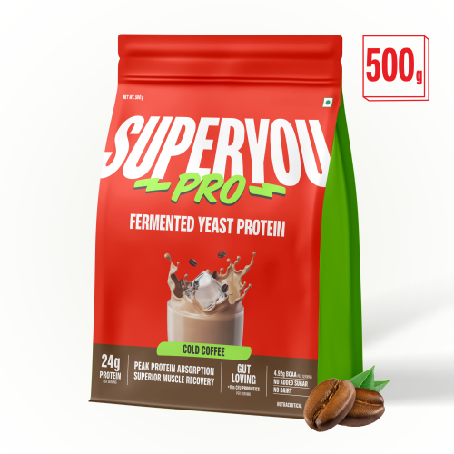 SuperYou: Pro Fermented Yeast Protein Isolate 500gm | 24gm Protein| Cold Coffee| Higher Absorption than Plant Protein | Superior Muscle Recovery | Gut Friendly | Vegan Protein | PDCAAS of 1