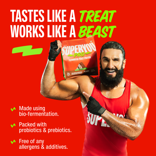 SuperYou: Pro Fermented Yeast Protein Isolate 500gm | 24gm Protein| Chocolate| Higher Absorption than Plant Protein | Superior Muscle Recovery | Gut Friendly | Vegan Protein | PDCAAS of 1