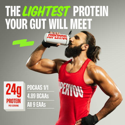 SuperYou: Pro Fermented Yeast Protein Isolate 500gm | 24gm Protein| Chocolate| Higher Absorption than Plant Protein | Superior Muscle Recovery | Gut Friendly | Vegan Protein | PDCAAS of 1