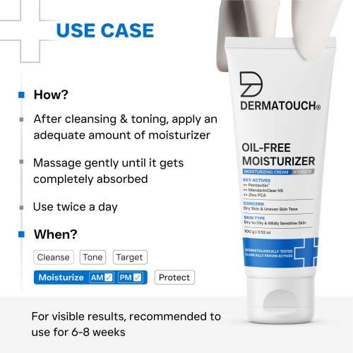 Dermatouch: Oil-Free Moisturiser  Lightweight Hydration | Non-Greasy Daily Moisture Care | Helps Maintain Skin Balance | 100gm