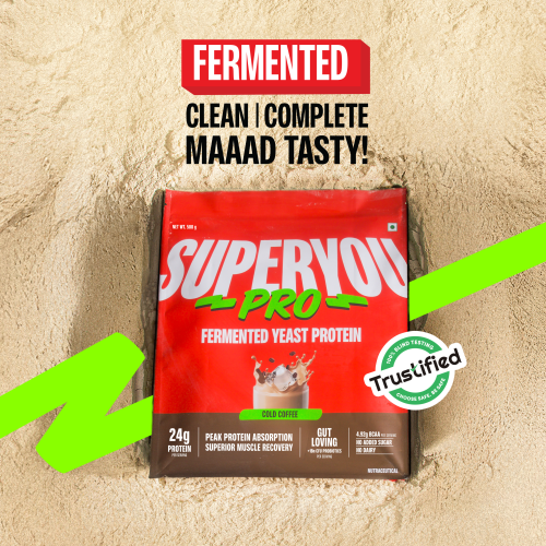 SuperYou: Pro Fermented Yeast Protein Isolate 500gm | 24gm Protein| Cold Coffee| Higher Absorption than Plant Protein | Superior Muscle Recovery | Gut Friendly | Vegan Protein | PDCAAS of 1
