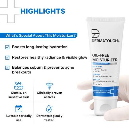 Dermatouch: Oil-Free Moisturiser  Lightweight Hydration | Non-Greasy Daily Moisture Care | Helps Maintain Skin Balance | 100gm