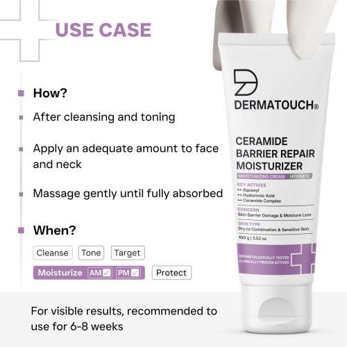 Dermatouch: Ceramide Barrier Repair Moisturizer | Deep Hydration & Barrier Support | Helps Reduce Moisture Loss | 100gm