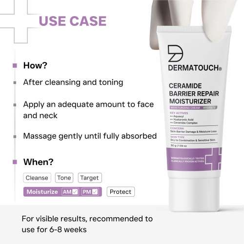 Dermatouch: Ceramide Barrier Repair Moisturizer | Deep Hydration & Barrier Support | Helps Reduce Moisture Loss | 30gm