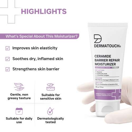 Dermatouch: Ceramide Barrier Repair Moisturizer | Deep Hydration & Barrier Support | Helps Reduce Moisture Loss | 50gm