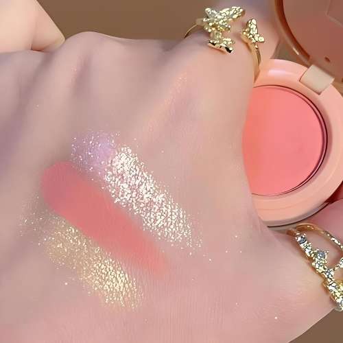 kindlife: Magic Huda 3 in 1 face blusher + highlighter with mini compact palette | travel friendly mini face blush and highlighter palette (2)