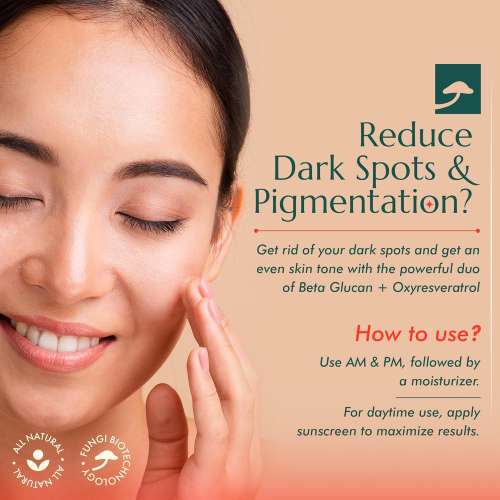 Shrumei: All Natural Dark Spot and Pigmentation Correcting serum | Mushroom Betaglucan and Oxyresveratrol | Evens out skin tone| |Protects skin barrier| All Skin Types 30ml