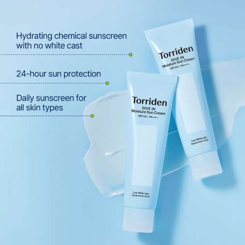 Torriden: Dive In Moisture Sun Cream SPF50+ PA++++ | Lightweight & Hydrating | UV Protection | No White Cast | Korean Sunscreen | 60ml