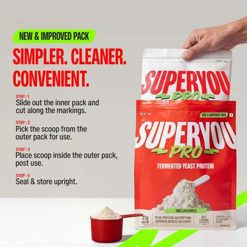 SuperYou: Pro Fermented Yeast Protein | 26gm Protein| Unflavoured | PDCAAS of 1 -288gm