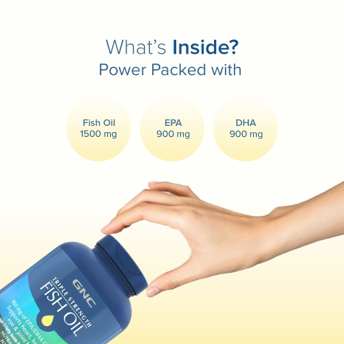 GNC: Triple Strength Fish Oil | Omega 3 Capsules | For Healthy Cholesterol Levels, Improved Focus, Healthy Vision & Joint Comfort  180gm