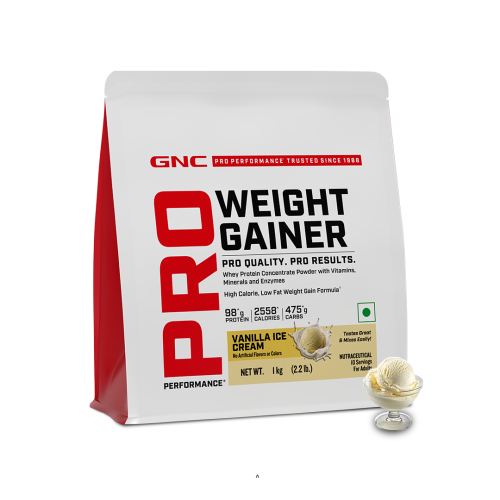 GNC: Pro Performance Weight Gainer | Healthy Body Gains | Faster Muscle Recovery | No Added Sugar | Vanilla | 1 Kg