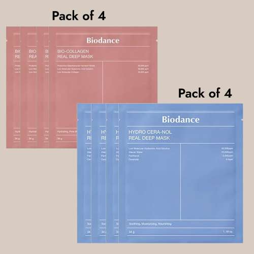 Biodance: Premium Sheet Mask Set | 8 Masks (4 Hydro Cera-Nol + 4 Bio Collagen)