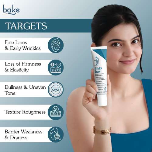 Bake Cosmetics: Wrinkle Erase Anti-Aging Serum Cream with 2% THD Vitamin C for Wrinkles, Fine Lines, Collagen & Skin Firming  30gm