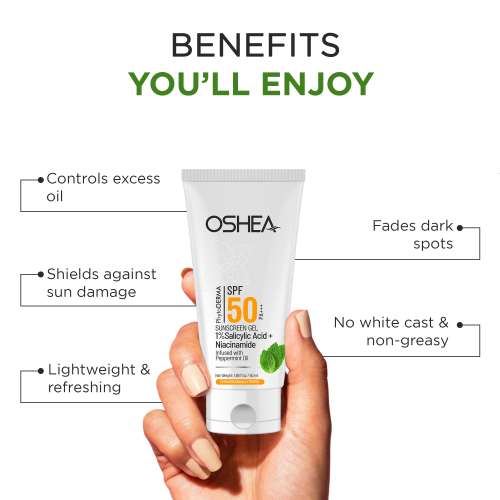 Oshea PhytoDERMA: 1% Salicylic Acid SPF 50 PA+++ Sunscreen gel 50ml