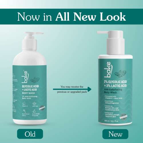 Bake Cosmetics: 2% Glycolic Acid + 3% Lactic Acid AHA Body Wash for Tan Removal, Strawberry Skin, Rough & Bumpy Skin 300ml