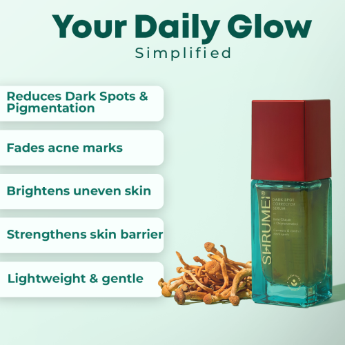 Shrumei: All Natural Dark Spot and Pigmentation Correcting serum | Mushroom Betaglucan and Oxyresveratrol | Evens out skin tone| |Protects skin barrier| All Skin Types 30ml