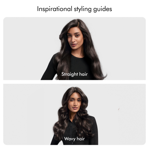 dyson: Airwrap i.d. Multi-styler & Dryer in Vinca Blue & Topaz colorway, with 6 unique attachments for versatile styling.