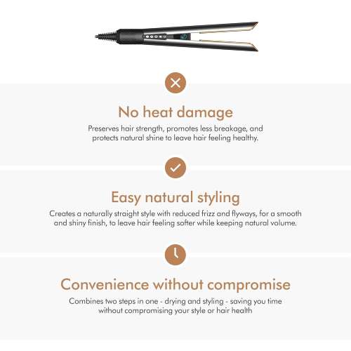 dyson: Airstrait Hair Straightener [BRIGHT NICKLE / BRIGHT COPPER] | Straightens with Air | No Hot Plates, No Heat Damage | Wet-to-Dry Straightener | Combines Drying & Straightening in One Step | Saves Time | Wet & Dry Modes | Suitable for All Hair Types | 2-Yea