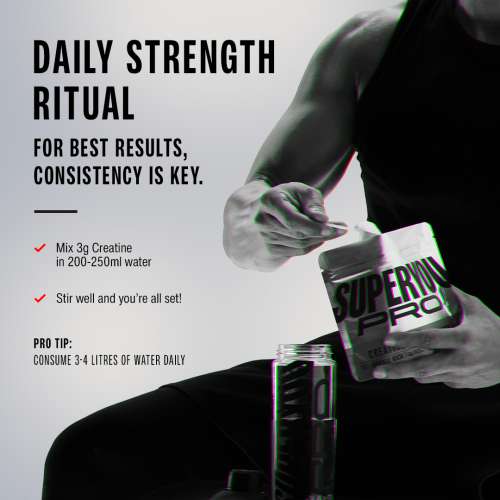 SuperYou: Pro Micronized Creatine Monohydrate Powder | Unflavoured | 100gm | 33 Servings | Micronized to 200 Mesh | 1Bn CFU Probiotics | Enhanced Muscle Strength with Rapid Absorption |Pre-Post Workout Supplement | Zero Calories | Zero Sugar | No Artificial Preserv