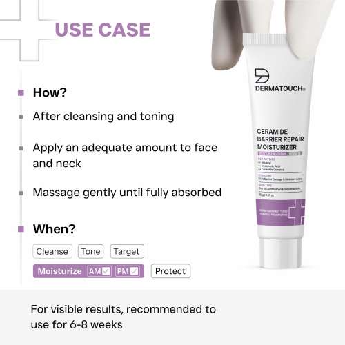 Dermatouch: Ceramide Barrier Repair Moisturizer | Deep Hydration & Barrier Support | Helps Reduce Moisture Loss | 15gm