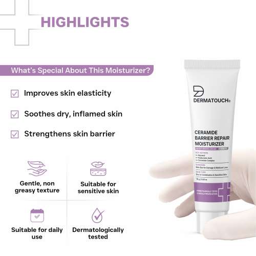 Dermatouch: Ceramide Barrier Repair Moisturizer | Deep Hydration & Barrier Support | Helps Reduce Moisture Loss | 15gm