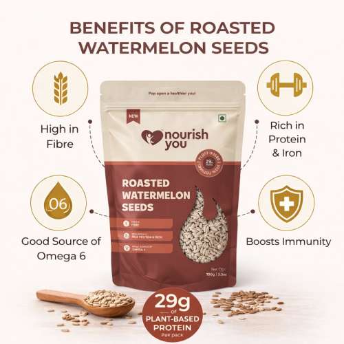 Nourish You: Organic Roasted Watermelon Seeds - Rich In Protein, Healthy snacks , Gluten Free 100gm