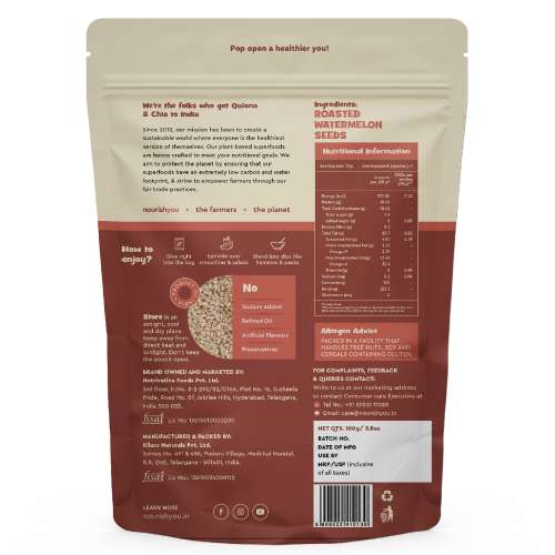 Nourish You: Organic Roasted Watermelon Seeds - Rich In Protein, Healthy snacks , Gluten Free 100gm