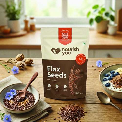 Nourish You: Organic Raw Flax Seeds- Gluten free & Protein rich , Healthy Snacks 250gm