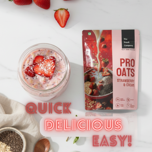 The Snack Company: Protein Oats - Strawberry & Cream | 20gm Protein | 6gm Fibre |60gm