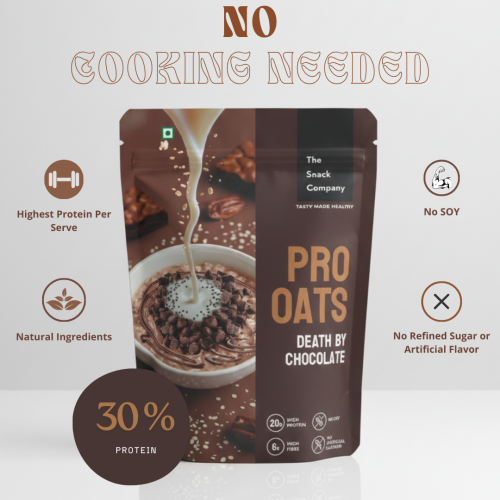 The Snack Company: Protein Oats - Death By Chocolate | 20gm Protein | 6gm Fibre  | 60gm
