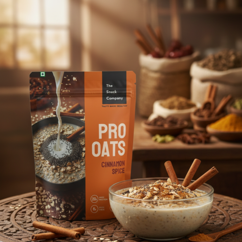 The Snack Company: Protein Oats - Cinnamon Spice | 20gm Protein | 6gm Fibre |60gm