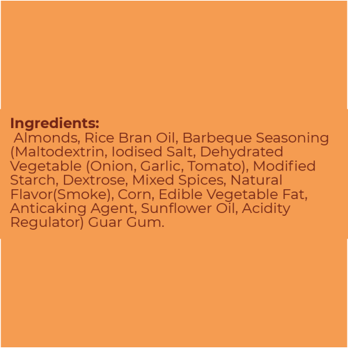 The Snack Company: Roasted California Almonds 100gm - Smoky Barbeque | Roasted not Fried | No added preservatives, healthy and tasty dry fruit snack 100gm