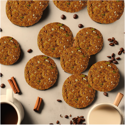 The Snack Company: Filter Coffee Cookie with Cinnamon  210gm | Oats & Multiseed Cookies