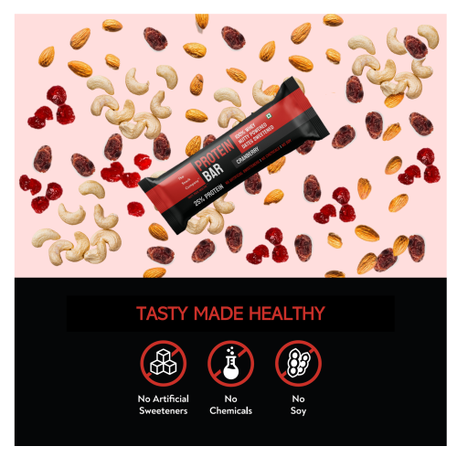 The Snack Company: Cranberry Protein Bar 50gm  Pack of 2| 100% Whey Protein Bar | 25% Protein in every serve