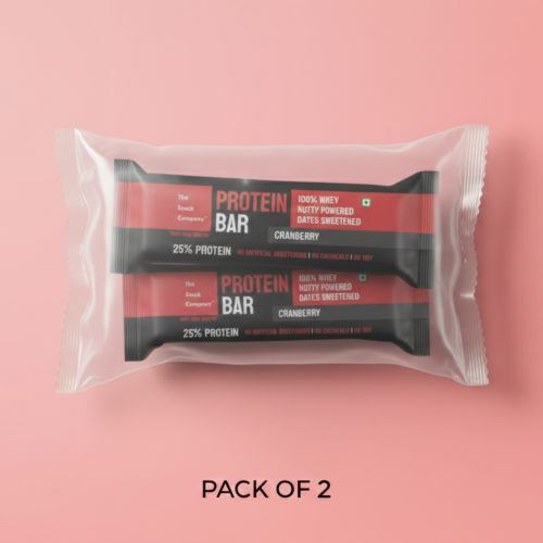 The Snack Company: Cranberry Protein Bar 50gm  Pack of 2| 100% Whey Protein Bar | 25% Protein in every serve
