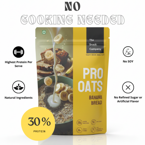 The Snack Company: Protein Oats - Banana Bread | 20gm Protein | 6gm Fibre | 60gm