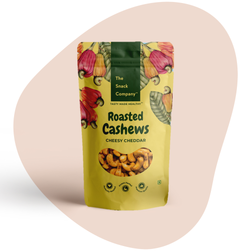 The Snack Company: Roasted Cashews - Cheesy Cheddar 125gm | Roasted not Fried | No added preservatives, healthy and tasty dry fruit snack