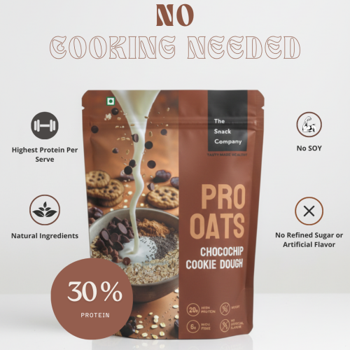 The Snack Company: Protein Oats - Chocochip Cookie Dough | 20gm Protein | 6gm Fibre |60gm