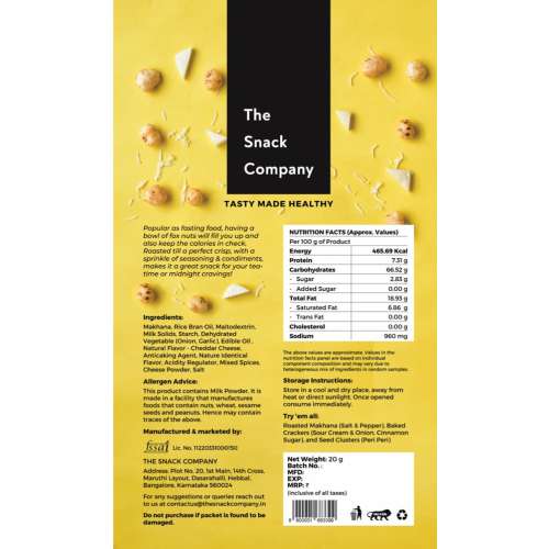 The Snack Company: Cheddar Cheese Makhana 20gm