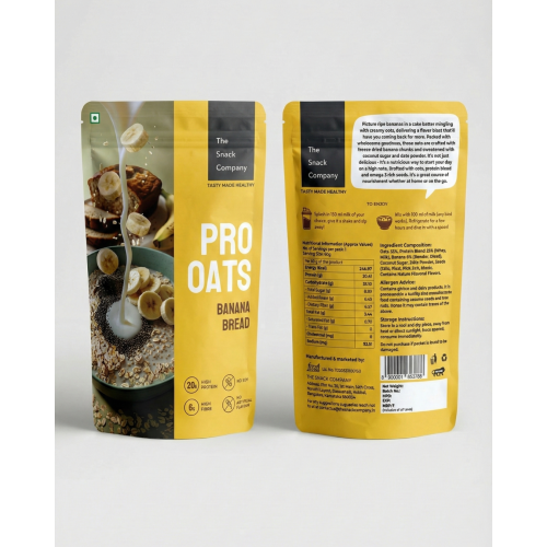 The Snack Company: Protein Oats - Banana Bread | 20gm Protein | 6gm Fibre | 60gm