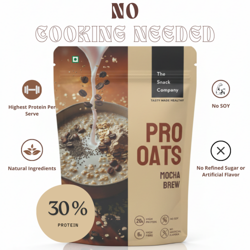 The Snack Company: Protein Oats - Mocha Brew |20gm Protein | 6gm Fibre| 60gm