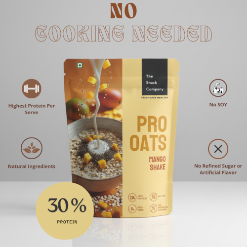 The Snack Company: Protein Oats - Mango Shake | 20gm Protein | 6gm Fibre |60gm