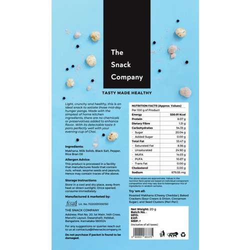 The Snack Company: Salt and Pepper Makhana 20gm