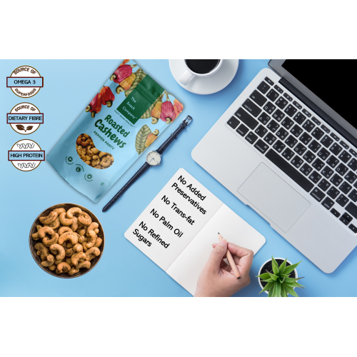 The Snack Company: Roasted Cashews - Salt & Pepper 100gm | Roasted not Fried | No added preservatives, healthy and tasty dry fruit snack