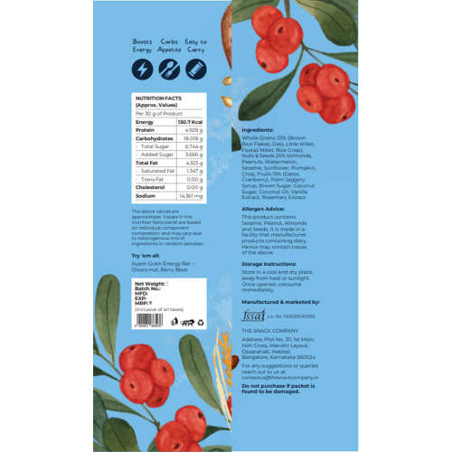 The Snack Company: Fruit & Nut Energy Bar 30gm Pack of 7 