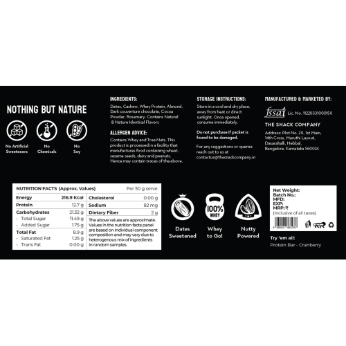 The Snack Company: Choco Fudge Protein Bar 50gm Pack of 2 | 100% Whey Protein Bar | 25% Protein in every serve