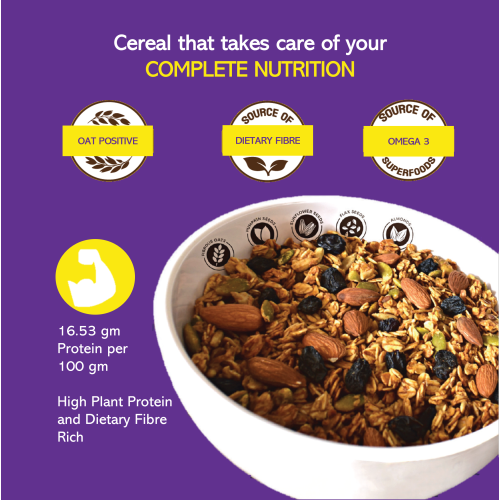 The Snack Company: Nutty Loaded Granola  400gm | 45% Oats, 23% Omega 3 rich seeds, 19% Dry-fruits loaded Gourmet Cereal
